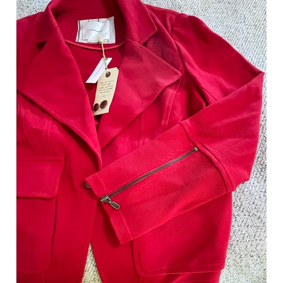 Anthropologie Sylvia Knit Moto Blazer Red NWT Size XL - Picture 6 of 14